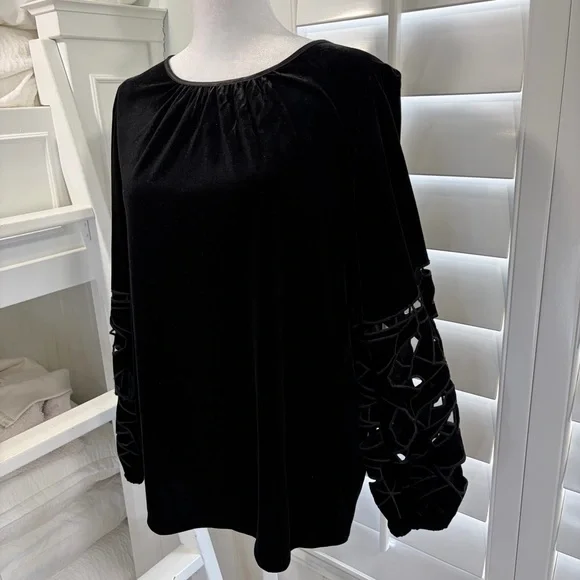 NWOT Joie Black Velvet Top - Picture 4 of 10
